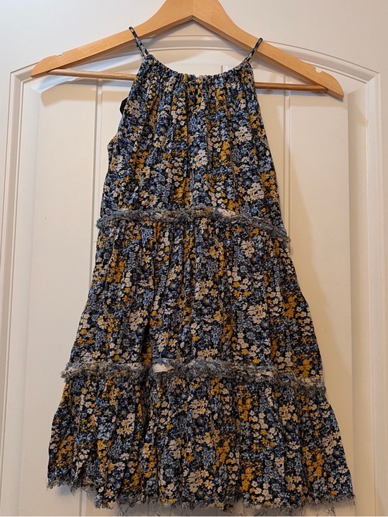 Nordstrom Other - Nordstrom Navy Floral Halter Dress with Blue & Mustard Accents